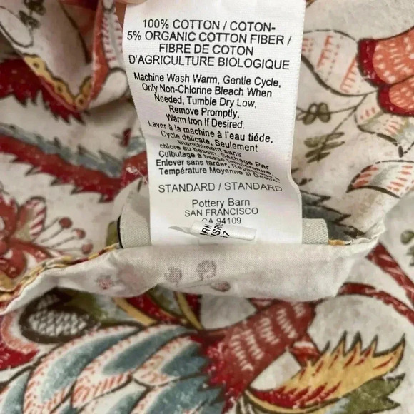 Pottery Barn Floral Duvet King With 2 Standard Shams- Red Blue Floral, EUC - Picture 4 of 12